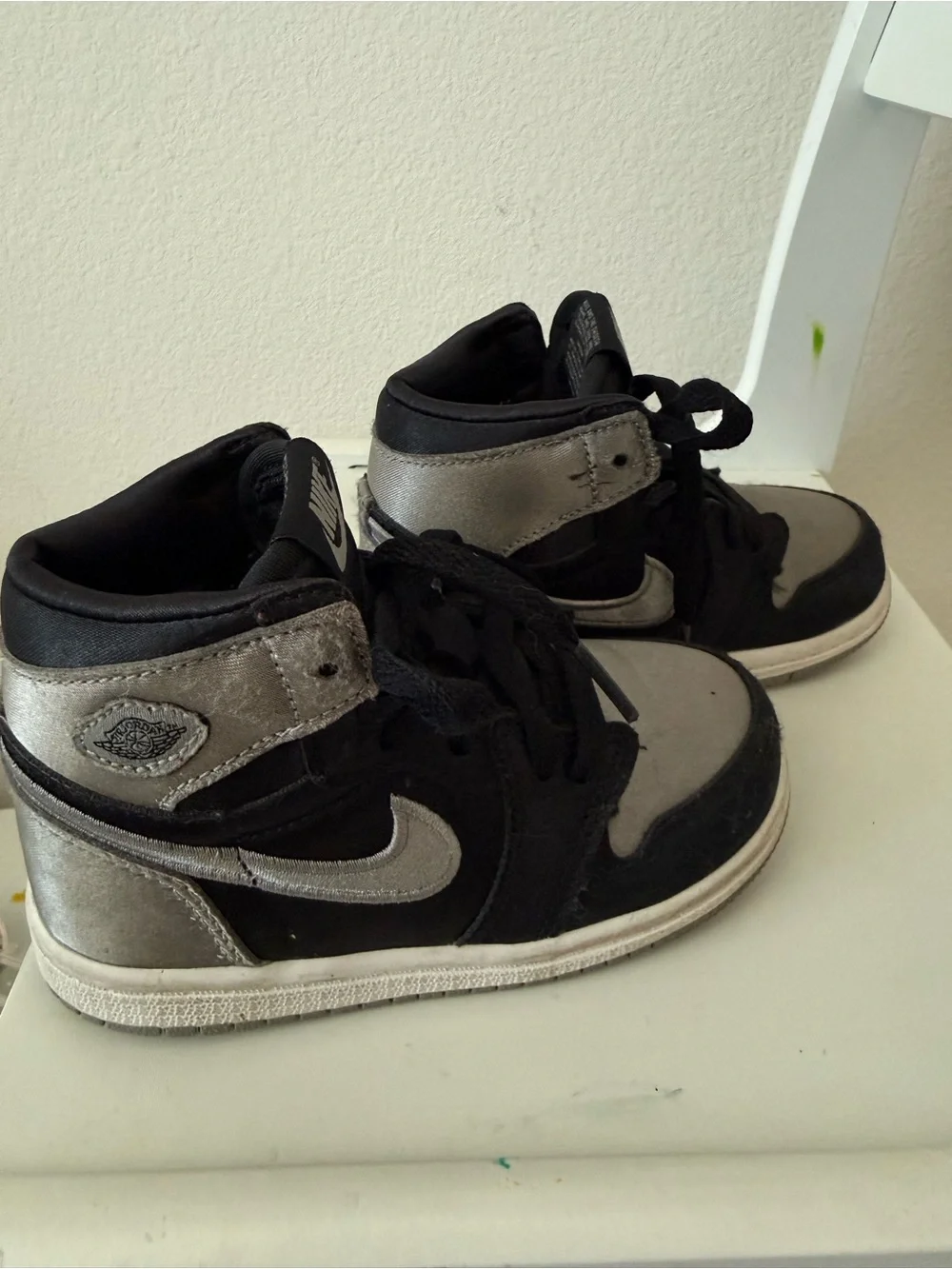 Nike Kids High-Top Sneakers in Black and Silver Metallic